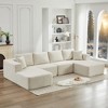 136.7" Corduroy Upholstery U-Shaped Cloud Modular Sectional Sofa with Double Chaise Lounges, All-Foam Compression Design - 4 of 4