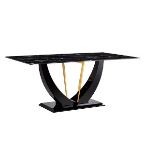 NicBex 71 Inch Rectangle Dining Table with Glass Tabletop and MDF Legs for 6 to 8,Living Meeting Room - 1 of 4