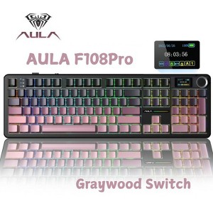 AULA F108 Pro Tri-Mode Wireless Mechanical Keyboard, Full Size, RGB, Knob & Smart Screen - 1 of 4