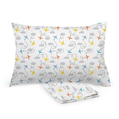 BreathableBaby Cotton Percale Pillowcase, For 13" x 18"/33 x 46 cm Toddler Pillow, Airplanes (2-Pack)