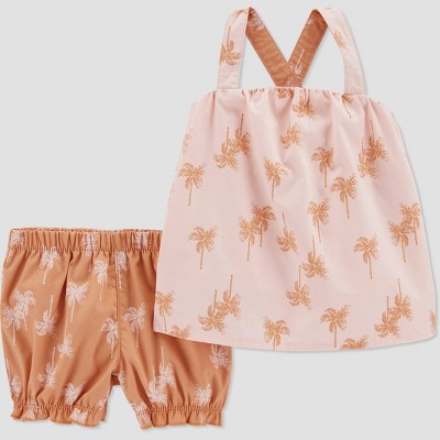Baby Girls' Palm Top & Bottom Set - Just One You® made by carter's Tan Newborn