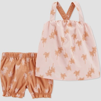 Image of Baby Girls' Palm Top & Bottom Set - Just One You® made by carter's Tan 6M