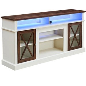 65" LED Farmhouse TV Stand for 65/70/75 Inch TVs,Tall Entertainment Center Storage Cabinets w/Power Outlets - 1 of 4