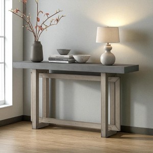 Mshliw Pine Veneer Entryway Console Table with Thick Legs and Triple Rectangle Base, Dining Table, 59.1" Long Sofa Table for Hallway or Living Room - 1 of 4