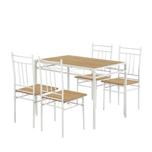 FurnitureR 42" Dining Table Set with 4 Chairs, Beech & White Interchangeable MDF Panels, Space-Saving Kitchen Dining Set for Apartment & Home Kitchen - 1 of 4