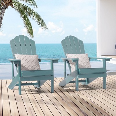 Sonkuki 2-Pack Faux Wood Adirondack Chair with High Back and Wide Seat