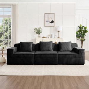 VASIP Modular Boneless Cloud Sectional Sofa  3-Seat with Deep Seat and Pillows,Modern Corduroy Fabric for Living Room,Camel - 1 of 4