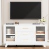 Glass Doors, Console Table for Kitchen, Storage Cabinet with Adjustable Shelf, Coffee Bar Accent Cabinet for Dining Room, - 2 of 4