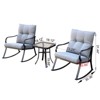 Modern Accent 2 Seater Rocker Teapoy Set Of 3, Upholstered Rocker Armchair, Patio Furniture Porch Chairs, Soft Cushions Rocker - 4 of 4