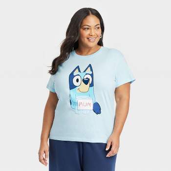 Women's Bluey Mum Short Sleeve Graphic Boyfriend T-Shirt - Light Blue