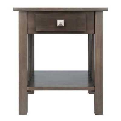 Transitional Stafford Oyster Gray Wood End Table with Storage