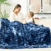 Cozy Bliss Faux Fur Plush Decorative Blanket, Cozy Warm Striped Throw Blanket - 4 of 4