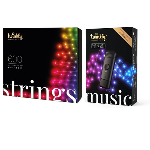 Twinkly Strings + Music App-controlled 600 Led Rgb Multicolor Christmas Lights 157.5-ft Indoor