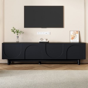 TV Stand With Arch Cabinets For TVs Up To 78'', Entertainment Center With Solid Wood Legs, Media Console With Adjustable Shelves For Living Room - 1 of 4