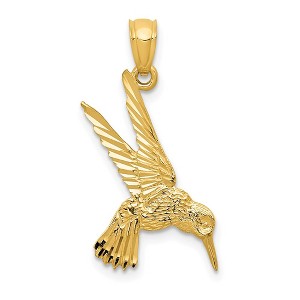 Black Bow Jewelry 14k Yellow Gold Diamond Cut Hummingbird Pendant, 13mm (1/2 inch) - 1 of 4
