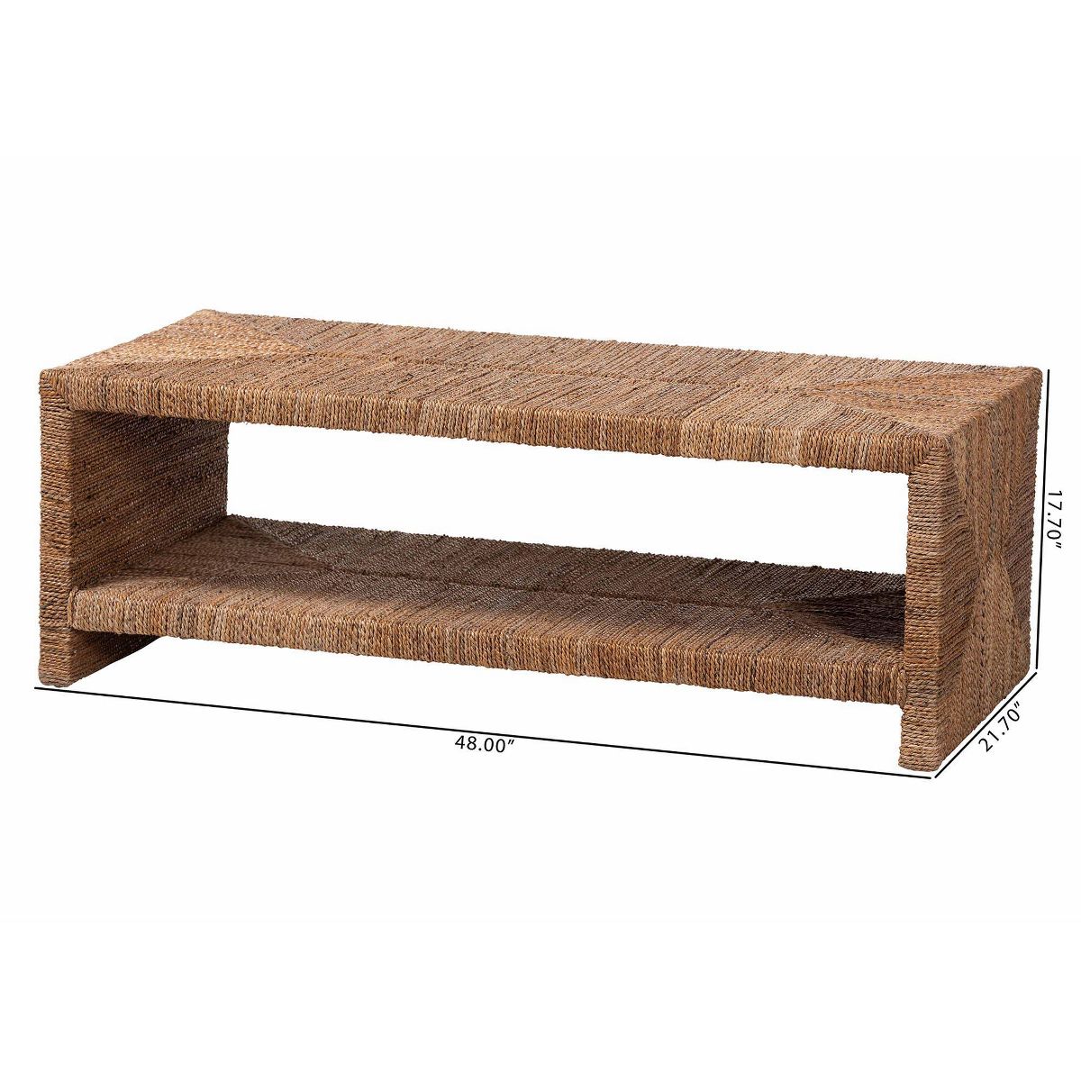 bali & pari Liza Rectangle Seagrass Coffee Table Natural Brown - thumbnail 2