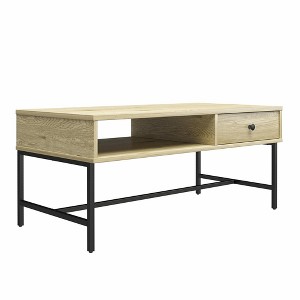 FONTOI End Table Modern Brookville Coffee Table with Drawer and Open Shelf for Living Room and Lounge Areas, Walnut, 17.72"*16.73"*19.69" - 1 of 4