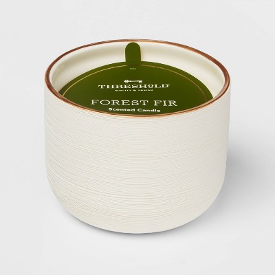 3-Wick Forest Fir Ceramic with Texture Gold Rim Candle - Threshold™