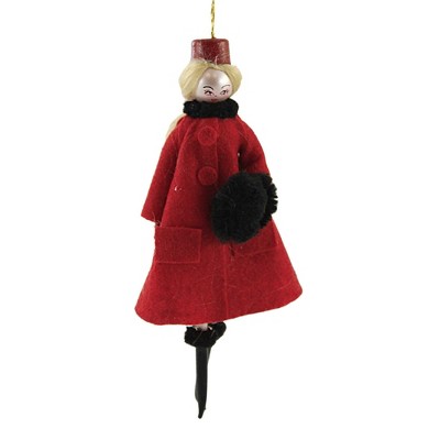 Italian Ornaments 7.0" Rosalee In Red Swing Coat Ornament Italian Diva Couture  -  Tree Ornaments