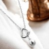 Slickblue Radiant Pearl Necklace with Heart Charm, Rhodium-Plated 18" Chain Featuring Crushed Shell Pearl - 2 of 3