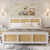 DobleePy Queen Rattan Bed Frame with Headboard, White/Natural Platform Bed with Metal Slats, 14" Storage Space, No Box Spring Needed - 3 of 4