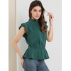 INSPIRE CHIC Women's Ruffle Flutter Sleeve Pleated Frill Collar Peplum Top - 4 of 4