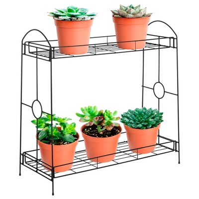 Best Choice Products 32in 2-Tier Indoor Outdoor Multipurpose Metal Plant Stand Rack, Decorative Flower Pot Display Shelf