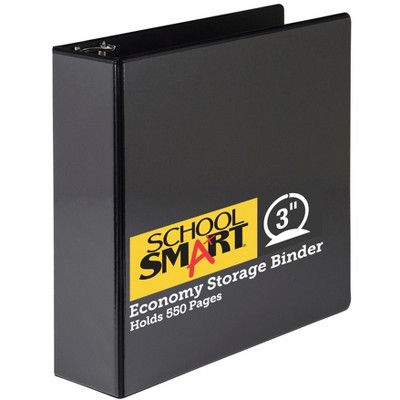 School Smart Durable Polypropylene D-Ring Binder, 3 Inches, Black