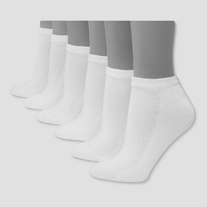 Hanes Premium Women's 6pk Cushioned No Show Socks - White 8-12 - 1 of 2