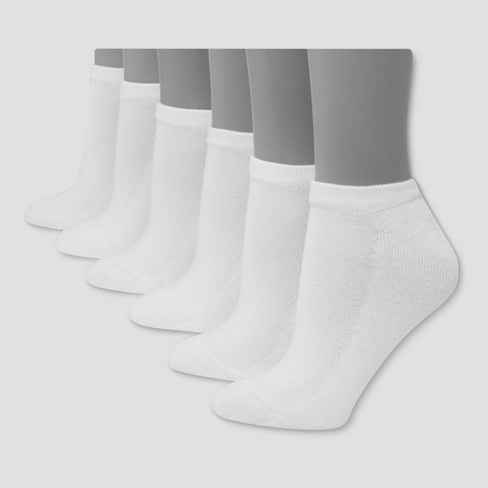 Hanes Premium 6 Pack Women's Cushioned No Show Socks - White 8-12 : Target
