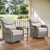 POCASSY Outdoor Swivel Rocker Patio Swivel Chairs Set of 2, 6" Thick Cushions All Weather Gray Wicker Swivel Glider Chairs with High Back for Porch - 2 of 4