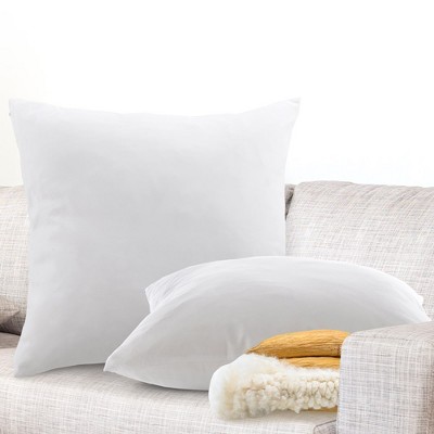 Set of 2 White Kapok Fiber Square Throw Pillows