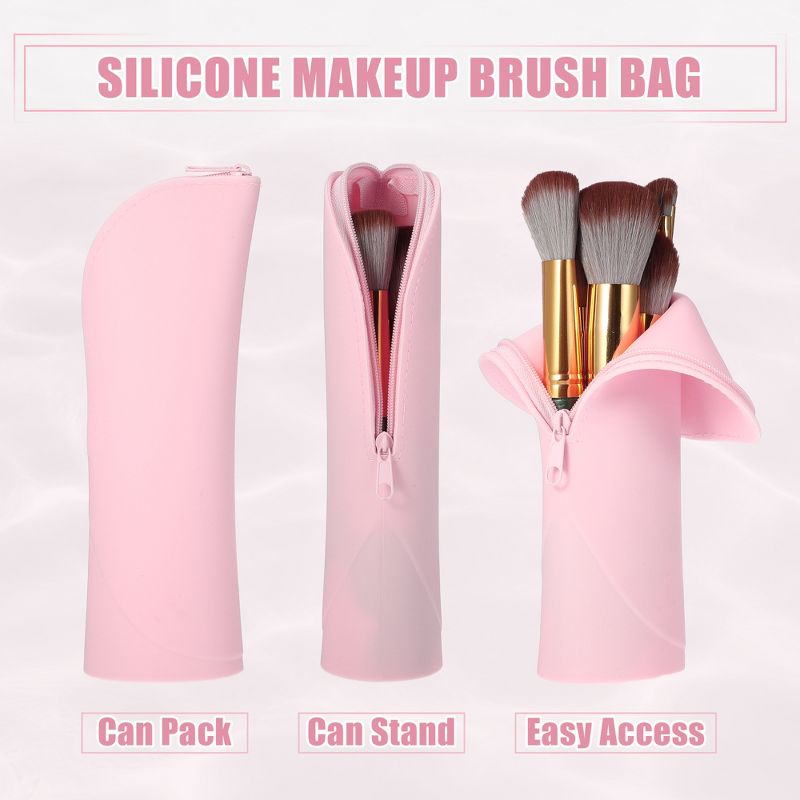 Unique Bargains Portable Stand-Up Silicone Travel Makeup Brush Bag 1 Pc, 2 of 7