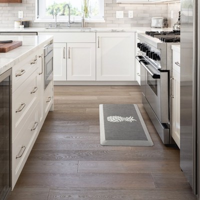 Gray Pineapple Anti-Fatigue Kitchen Mat with Textured Polyester