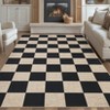 Washable Modern Living Room Rugs, Gingham Check Non Slip Bedroom Carpet, Geometric Checkered Indoor Floor Rugs for Dining Room - 3 of 4
