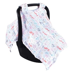 Hudson Baby Infant Girl Muslin Cotton Car Seat and Stroller Canopy, Woodland Fox, One Size - 1 of 1
