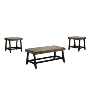 3pc Ralston Occasional Set Caramel/Black - Steve Silver Co.: Lift-Top Table, Nesting End Tables - 1 of 4