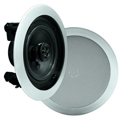 In-Wall/In-Ceiling Speakers for Home Theater with 2-Way Design, Flush Mount, Silver, Pair