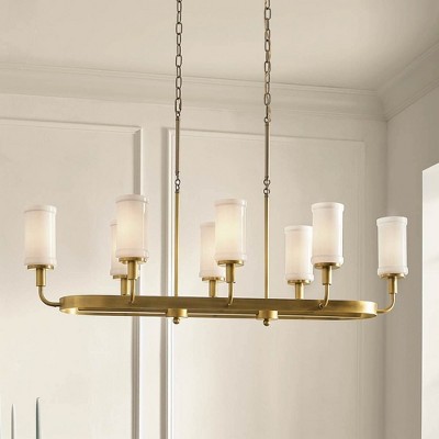 Vetivene 8-Light Textured Black Chandelier with Opal Glass Shades