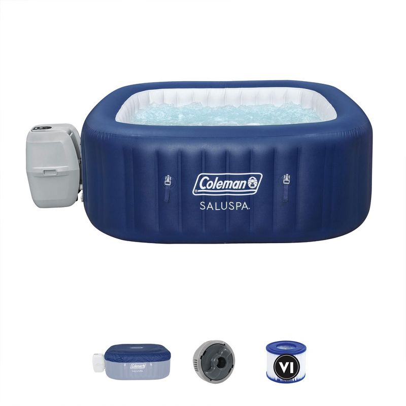 Bestway Coleman Hawaii AirJet Person Inflatable Hot Tub Square Portable Outdoor Spa with AirJets and EnergySense Energy Saving Cover, 1 of 9