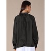 INSPIRE CHIC Women's Satin V Neck Keyhole Long Sleeves Elegant Blouse - 4 of 4