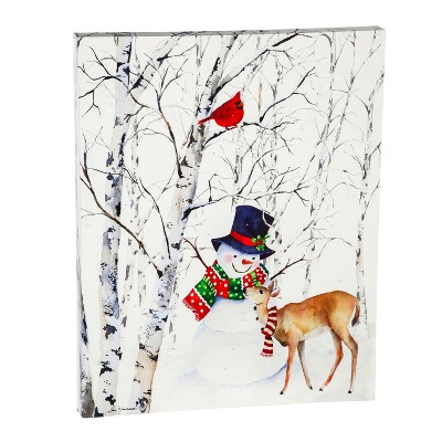  Cypress Home Led Canvas Wall DéCor, 16"W X 20"H, Joyful Snowman 