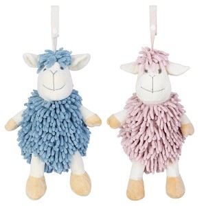 REGALWOVEN Cute Sheep Chenille Soft Absorbent Quick Drying Fuzzy Ball Hand Towel 9" x 13" 2 Pcs - 1 of 4
