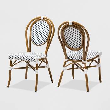 2pc Gauthier Indoor and Outdoor Stackable Bistro Dining Chairs - Baxton Studio