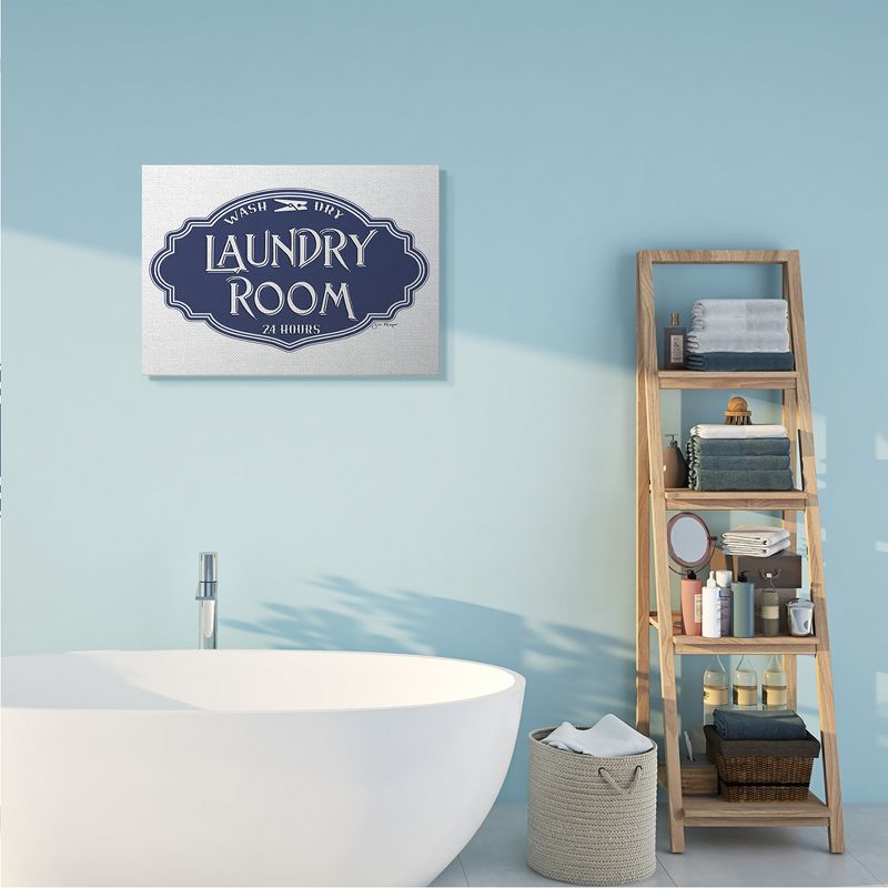 Stupell Industries Vintage Laundry Room Sign Minimal Blue White Gallery Wrapped Canvas Wall Art, 24 x 30, 3 of 5