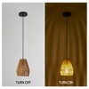 7" Set of 3 Rustic Hemp Rope Pendant Light, Adjustable Height Ceiling Lamp for Kitchen Island,Dining Room,Living Room,Natural Woven Design (No Bulbs) - 2 of 4