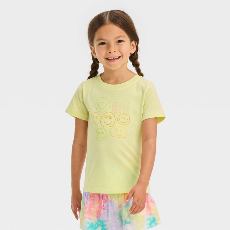 Toddler Girls' Smiles Short Sleeve T-Shirt - Cat & Jack™ Yellow, 1 of 5