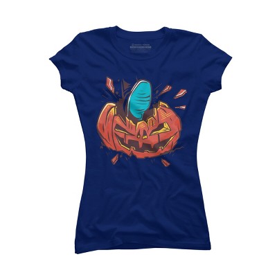 Junior's Design By Humans Halloween smashed pumpkin By BlackBerry55 T-Shirt