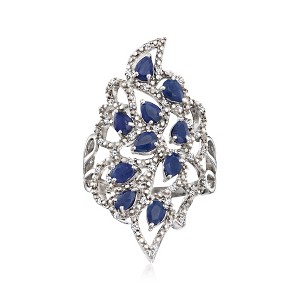 Ross-Simons 1.90 ct. t.w. Sapphire and .18 ct. t.w. Diamond Ring in Sterling Silver - 1 of 4