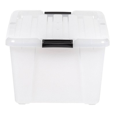 Clear Stackable Plastic Storage Bins with Latching Lids, 45 Qt, Set of 4